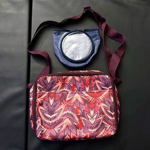 Thirty-One Get Creative Crossbody (Floral Ikat) and Cylinder (Navy Crosshatch)